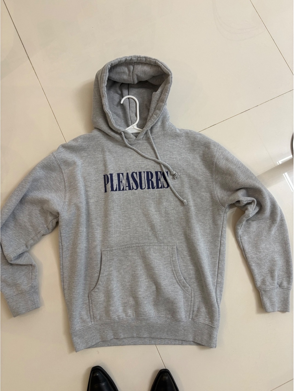 Pleasures Medium Gray Hoodie with Front Logo Print
